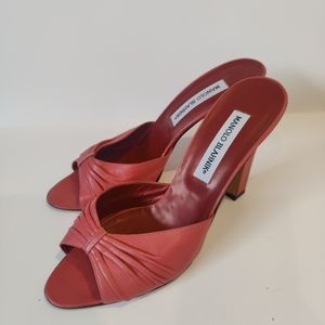 Manolo Blahnik Leather Open Toe Mules